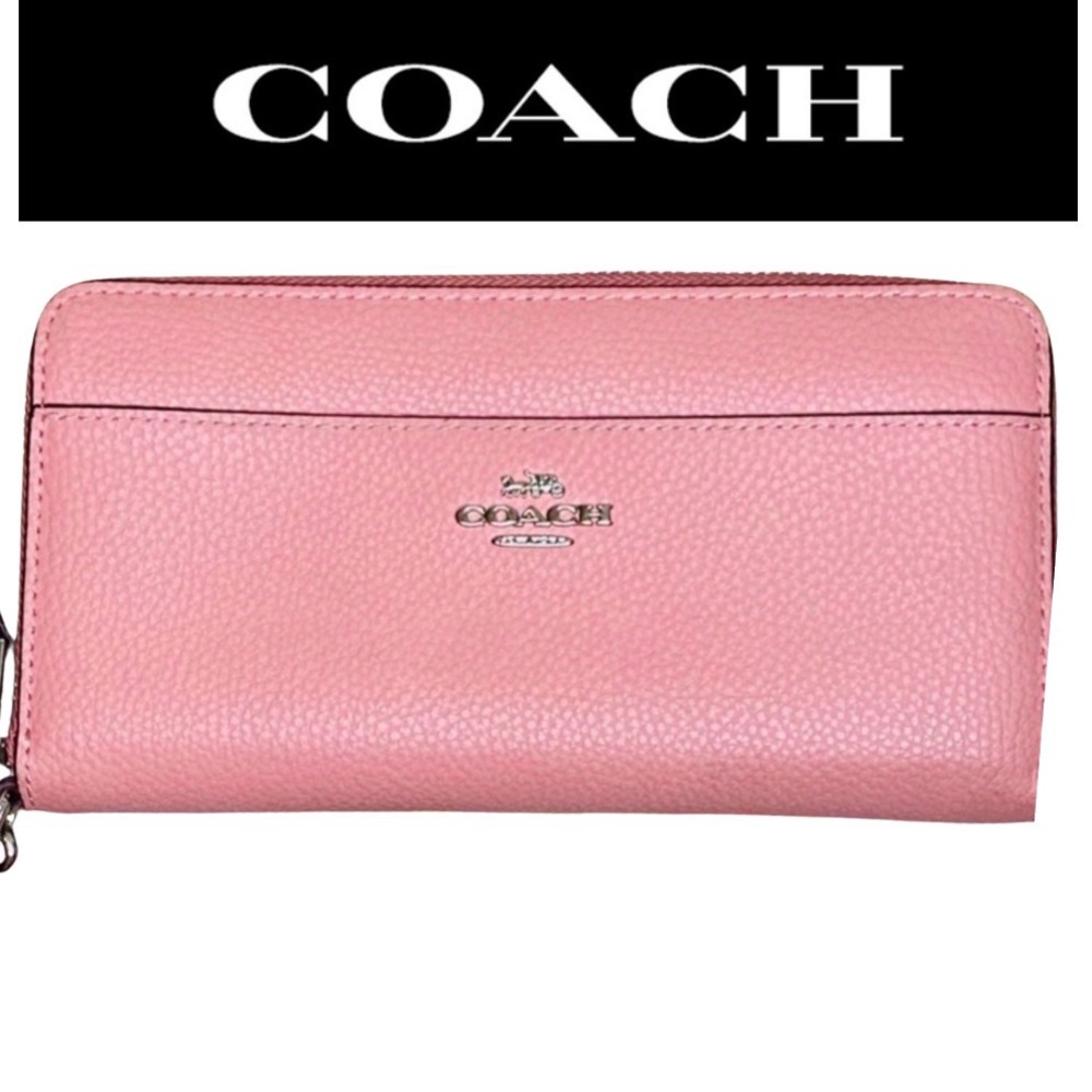 COACH Baby Pink Leather Wallet Wristlet w/Silver Hardware, EUC